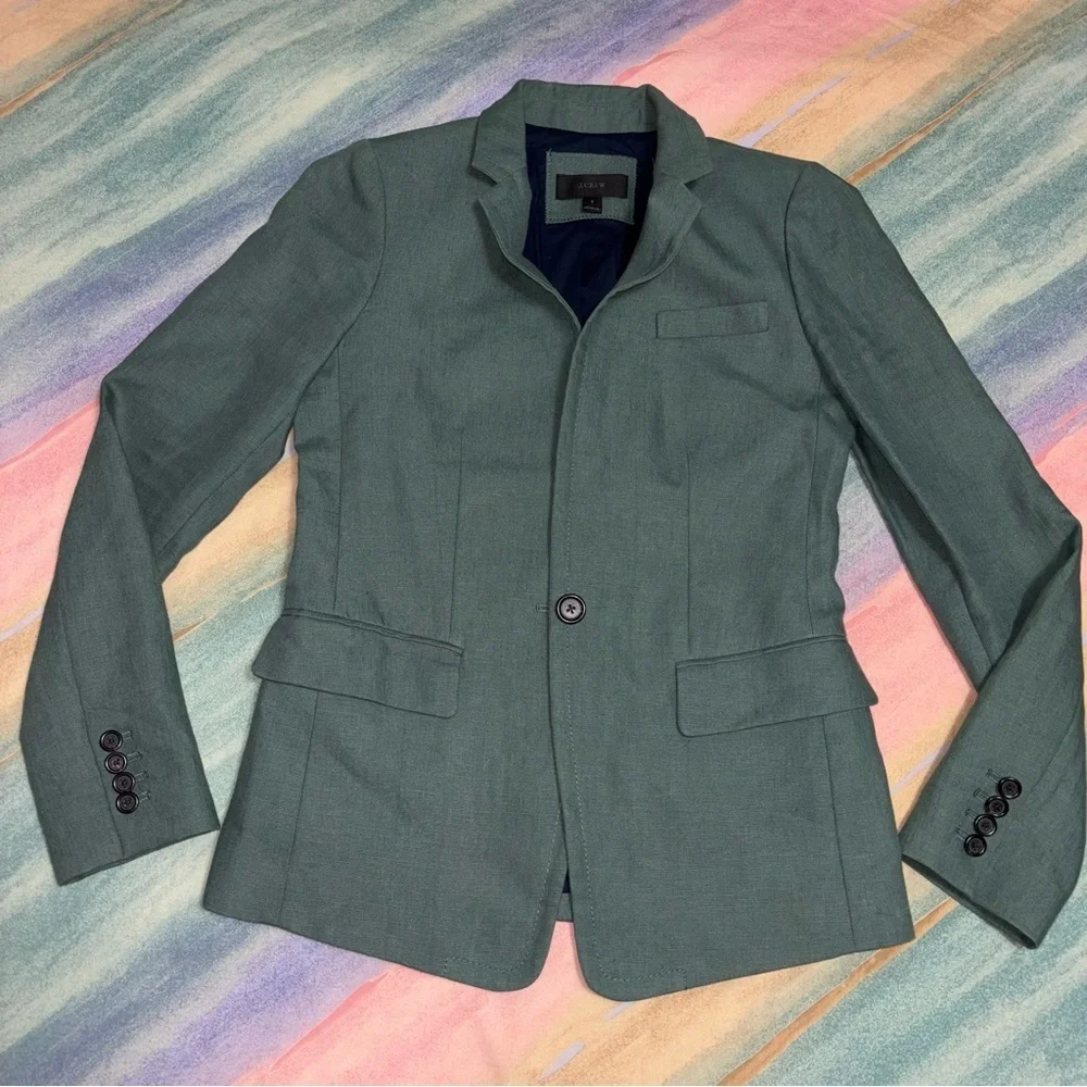 J. Crew - Green linen blazer size 2